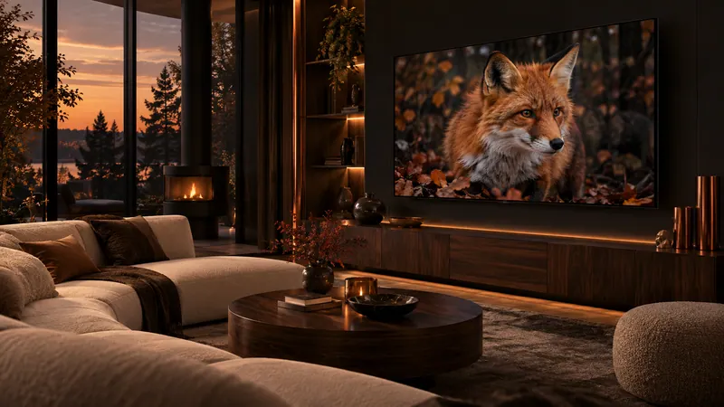 A warm living room ready for an evening of television