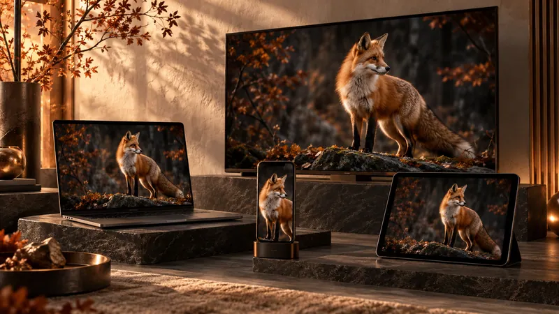 Different screens prepared for a viewing setup